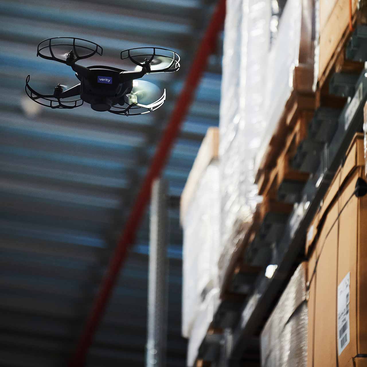 Autonomous drone flying in warehouse recording lables from pallet positions